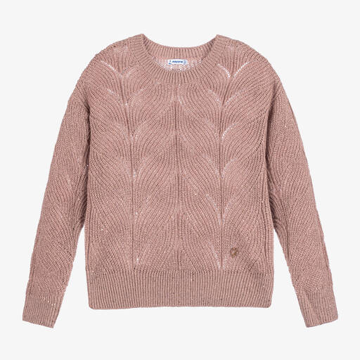 Mayoral-Girls Pink Sparkle Knit Sweater | Childrensalon