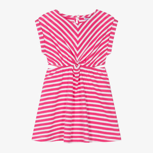Mayoral-Girls Pink Striped Cotton Dress | Childrensalon