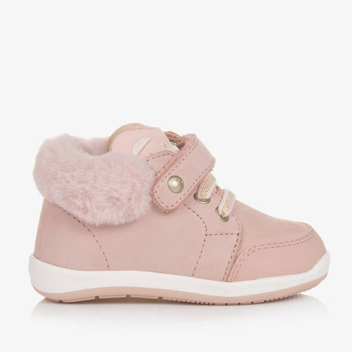 Mayoral-Girls Pink Suede Leather Trainers | Childrensalon