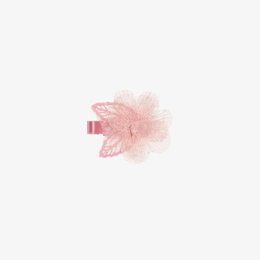 Mayoral-Girls Pink Tulle Flower Hair Clip (6cm) | Childrensalon