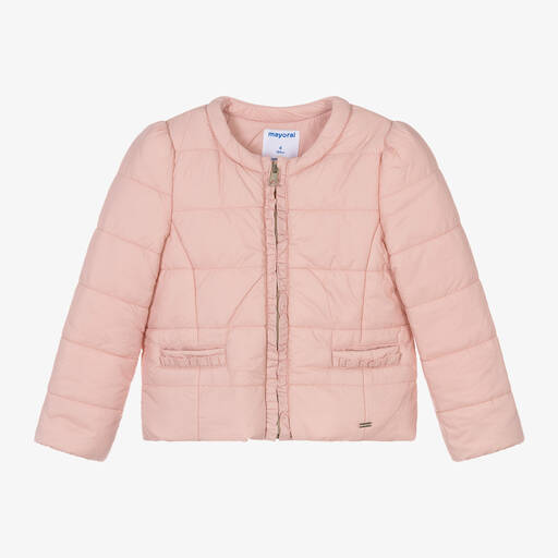 Mayoral-Girls Pink Zip-Up Puffer Jacket | Childrensalon