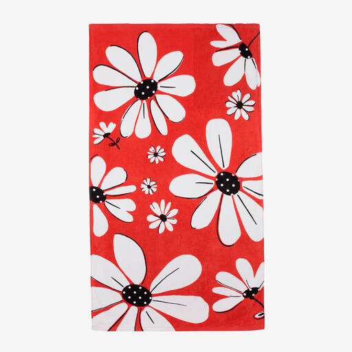 Mayoral-Girls Red Cotton Floral Towel (148cm) | Childrensalon