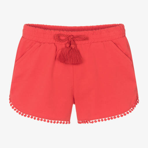 Mayoral-Girls Red Cotton Jersey Shorts | Childrensalon
