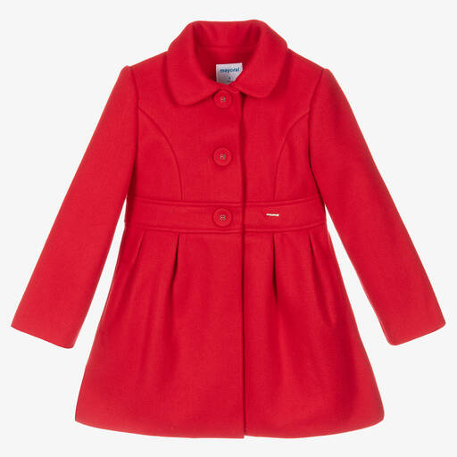 Mayoral-Manteau rouge en feutre fille | Childrensalon