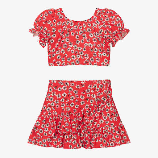 Mayoral-Girls Red Floral Skirt Set | Childrensalon