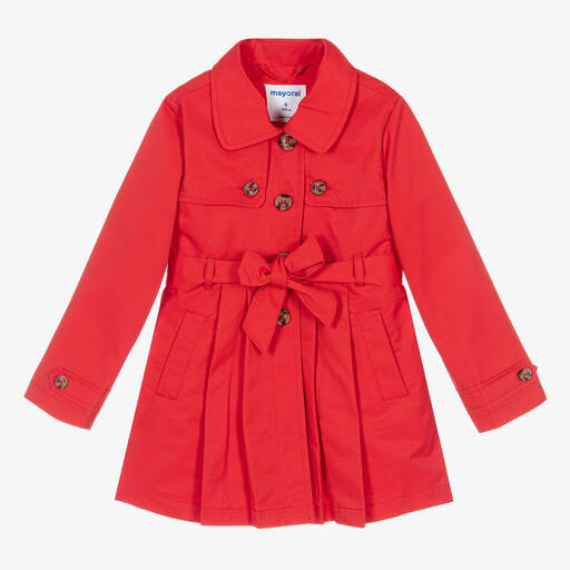 Mayoral-Girls Red Trench Coat | Childrensalon