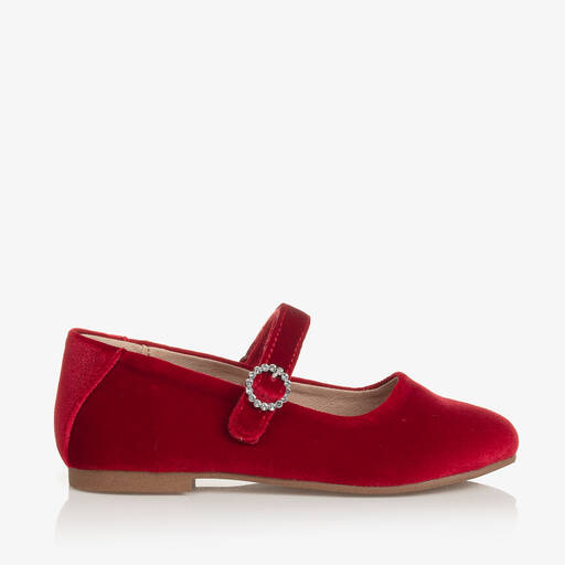 Mayoral-Girls Red Velvet Mary Jane Shoes | Childrensalon