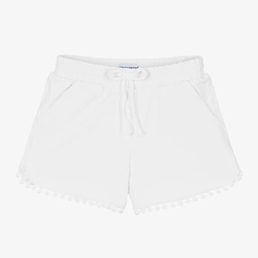 Mayoral-Girls White Cotton Jersey Shorts | Childrensalon