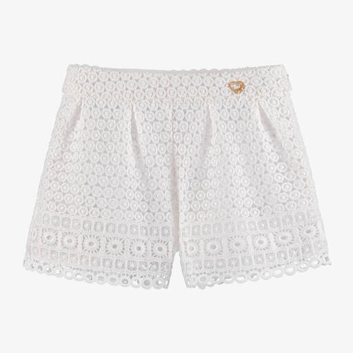 Mayoral-Girls White Guipure Lace Shorts | Childrensalon