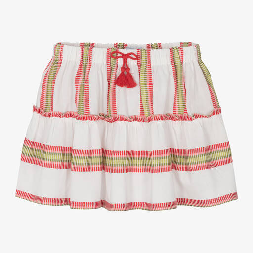 Mayoral-Girls White & Red Cotton Skirt | Childrensalon