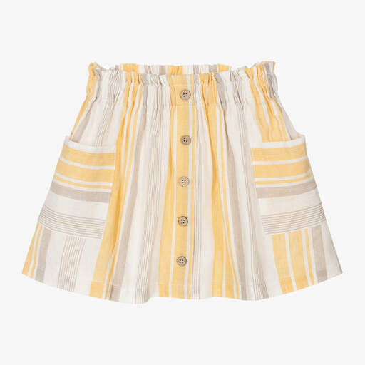 Mayoral-Girls Yellow Linen & Cotton Skirt | Childrensalon