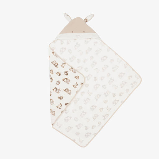 Mayoral Newborn-Ivory Cotton Hooded Baby Towel (83cm) | Childrensalon