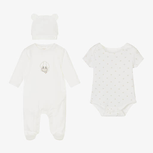 Mayoral Newborn-Ivory Cotton Jersey Babysuit Set | Childrensalon