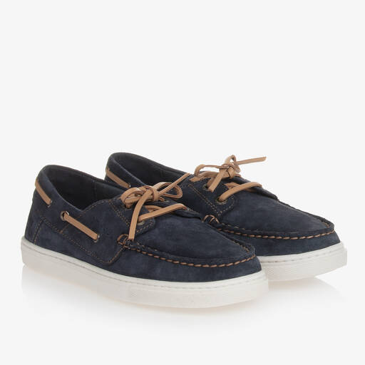 Mayoral-Teen Boys Blue Suede Leather Boat Shoes | Childrensalon