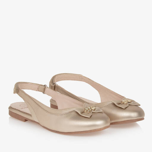 Mayoral-Teen Girls Gold Faux Leather Slingback Shoes | Childrensalon