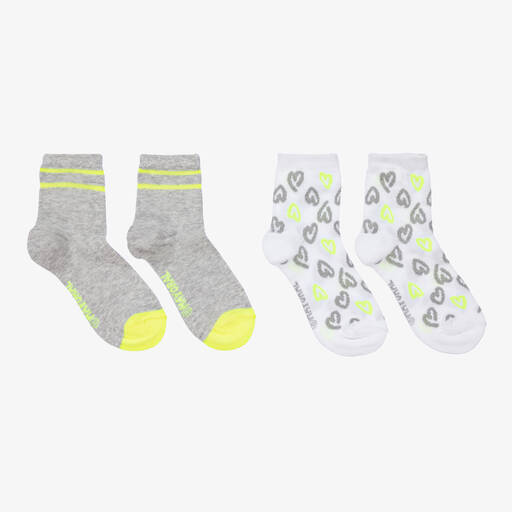 Mayoral-Teen Girls Grey & White Cotton Socks (2 Pack) | Childrensalon