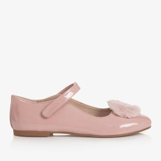Mayoral-Розовые лакированные туфли с помпонами | Childrensalon