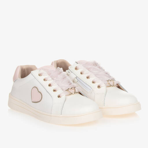 Mayoral-Teen Girls White Leather Trainers | Childrensalon