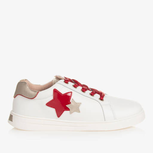 Mayoral-Бело-красные кожаные кроссовки | Childrensalon