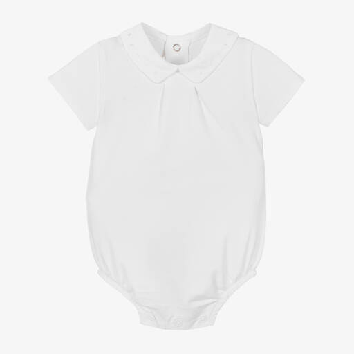 Mayoral Newborn-White Cotton Bodysuit | Childrensalon