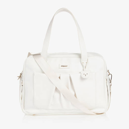 Mayoral-White Faux Leather Changing Bag (40cm) | Childrensalon