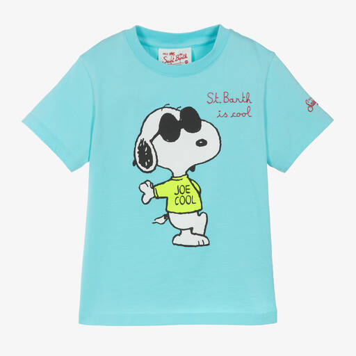 MC2 Saint Barth-Boys Blue Organic Cotton Peanuts T-Shirt | Childrensalon