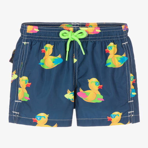 MC2 Saint Barth-Boys Blue & Yellow Duck Swim Shorts | Childrensalon