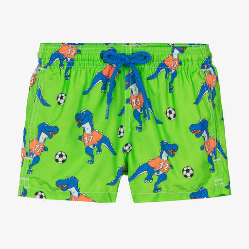 MC2 Saint Barth-Boys Green Football Print Swim Shorts | Childrensalon