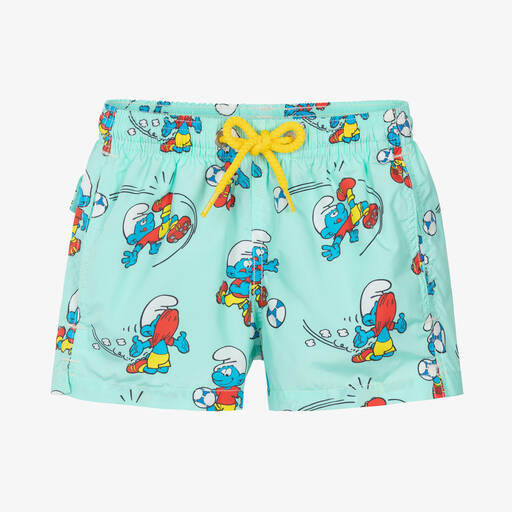 MC2 Saint Barth-Boys Green Smurf Swim Shorts | Childrensalon