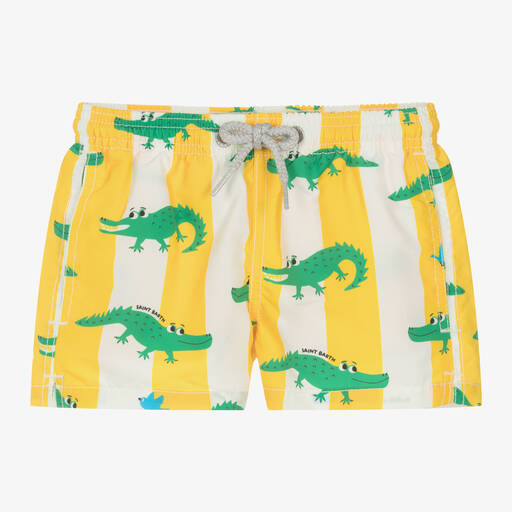 MC2 Saint Barth-Boys Striped Crocodile Swim Shorts | Childrensalon