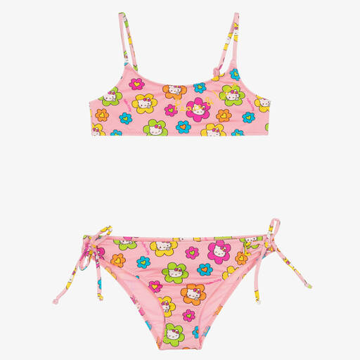 MC2 Saint Barth-Girls Pink Floral Hello Kitty Bikini | Childrensalon