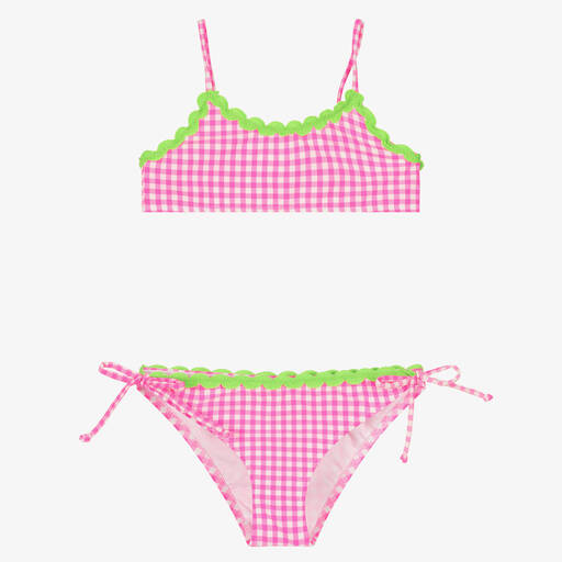 MC2 Saint Barth-Girls Pink & White Gingham Bikini | Childrensalon