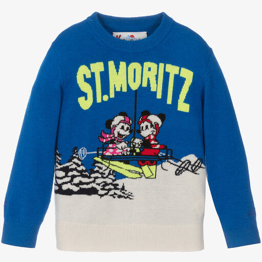 MC2 Saint Barth-Teen Boys Blue Disney Wool Sweater | Childrensalon