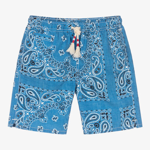MC2 Saint Barth-Teen Boys Blue Paisley Print Swim Shorts | Childrensalon