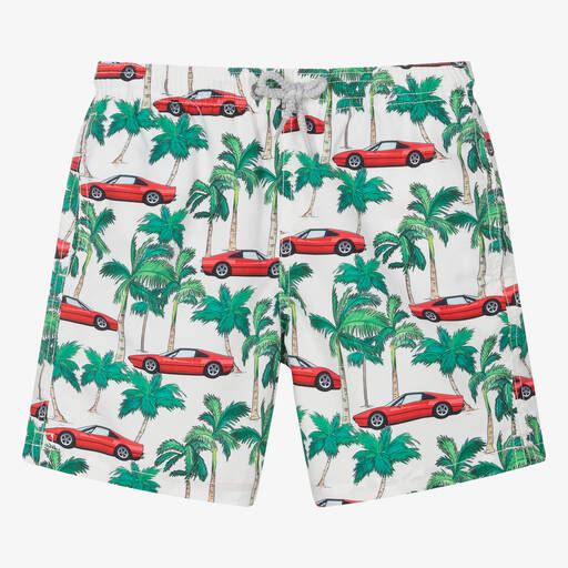 MC2 Saint Barth-Teen Boys Green Car Print Swim Shorts | Childrensalon