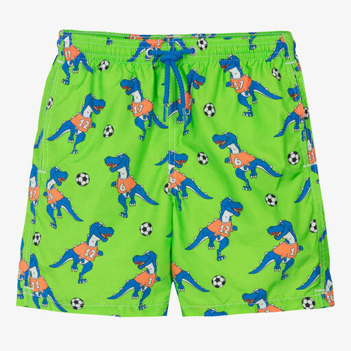 MC2 Saint Barth-Teen Boys Green Football Print Swim Shorts | Childrensalon