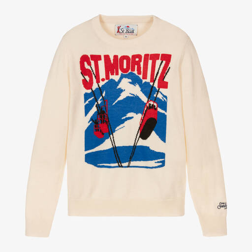 MC2 Saint Barth-Teen Boys Ivory Wool Sweater | Childrensalon