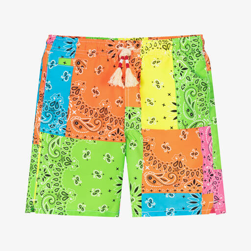 MC2 Saint Barth-Teen Boys Neon Bandana Swim Shorts | Childrensalon