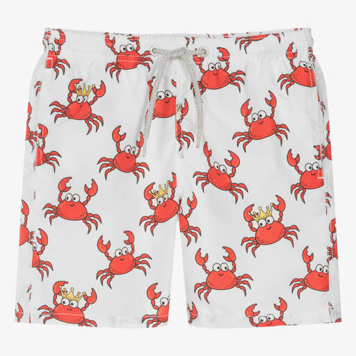 MC2 Saint Barth-Teen Boys White Crab Swim Shorts | Childrensalon