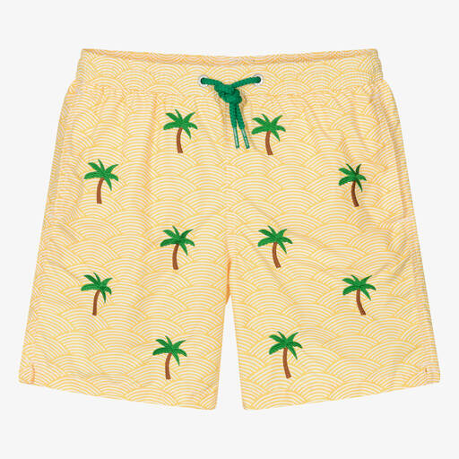 MC2 Saint Barth-Teen Boys Yellow Palm Tree Swim Shorts | Childrensalon