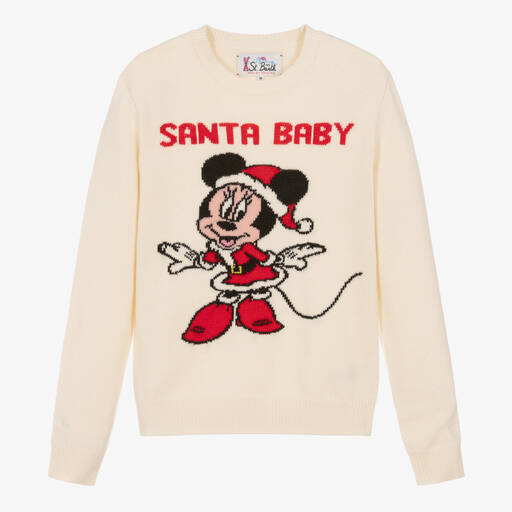MC2 Saint Barth-Teen Girls Ivory Wool Disney Sweater | Childrensalon