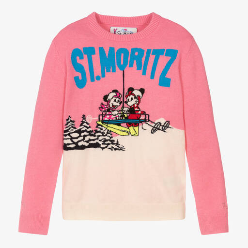 MC2 Saint Barth-Teen Girls Pink Disney Wool Sweater | Childrensalon