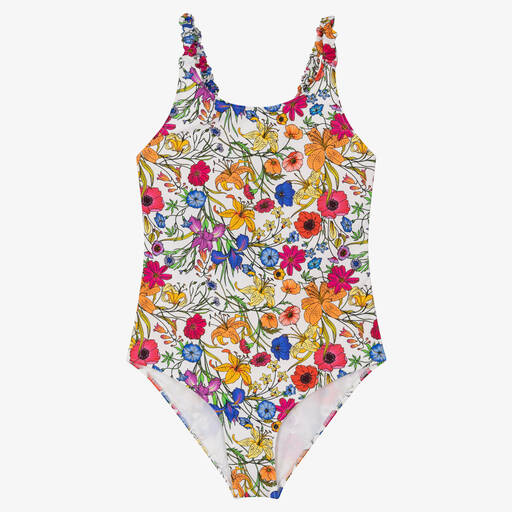MC2 Saint Barth-Teen Girls White Botanical Flower Swimsuit | Childrensalon