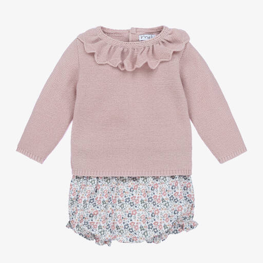 Mebi-Baby Girls Pink Knit Shorts Set | Childrensalon