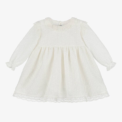 Mebi-Girls Ivory Knit & Lace Dress | Childrensalon