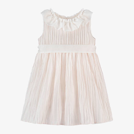 Mebi-Girls Pale Pink Frill Collar Dress | Childrensalon