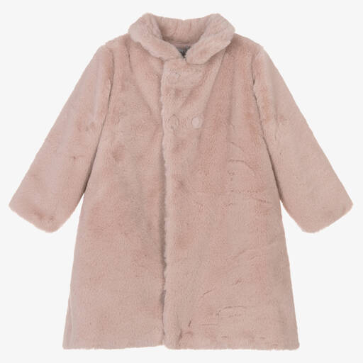 Mebi-Girls Pink Faux Fur Coat | Childrensalon