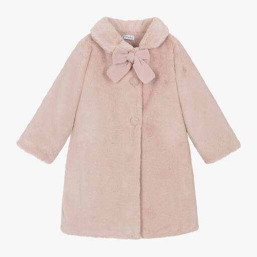 Mebi-Girls Pink Faux Fur Coat | Childrensalon