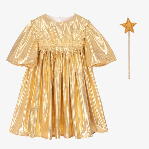 Meri Meri-Girls Gold Angel & Wand Costume | Childrensalon