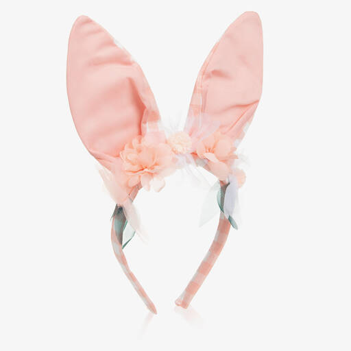 Meri Meri-Girls Pink Gingham Bunny Ears | Childrensalon